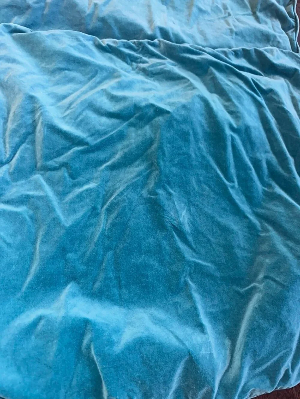 IKEA Sanela Teal Blue Velvet Cushion Covers Square Euro Sham Set of 2